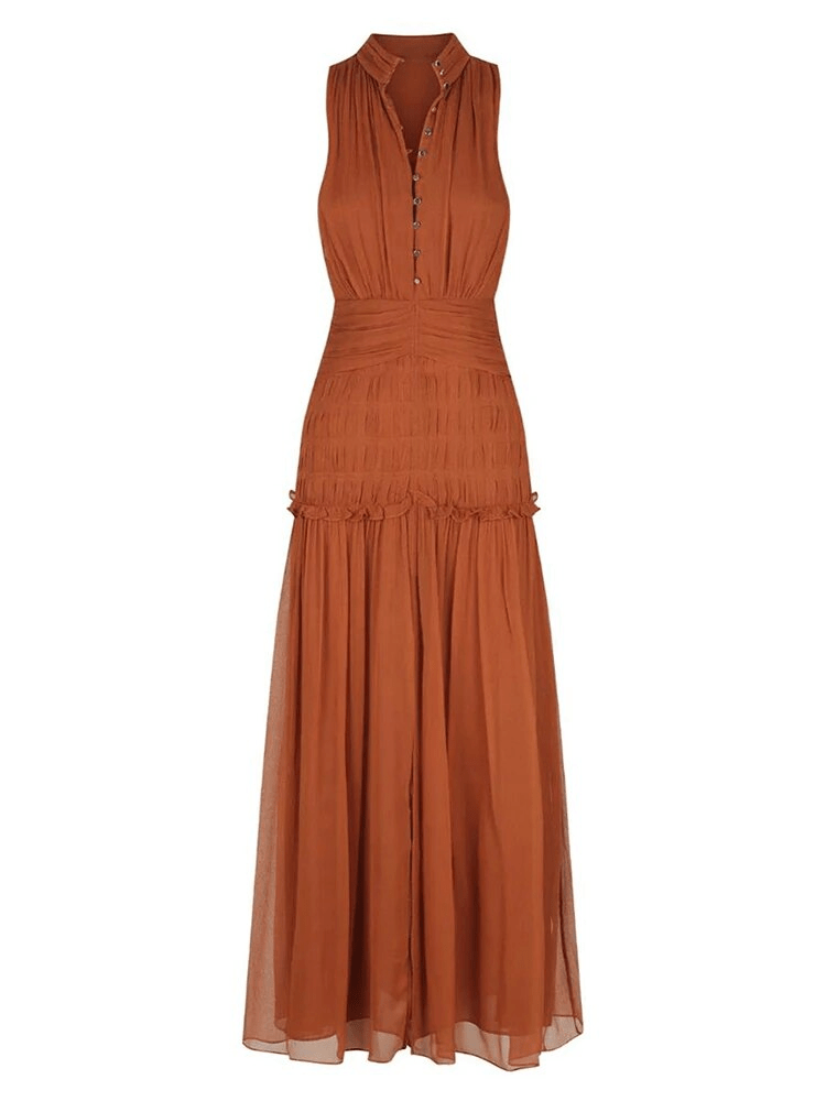 Tan Brown Coco Sleeveless Midi Dress | Womens Bohemian Summer Dresses