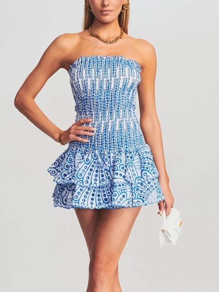 Annie Blue Strapless Mini Dress