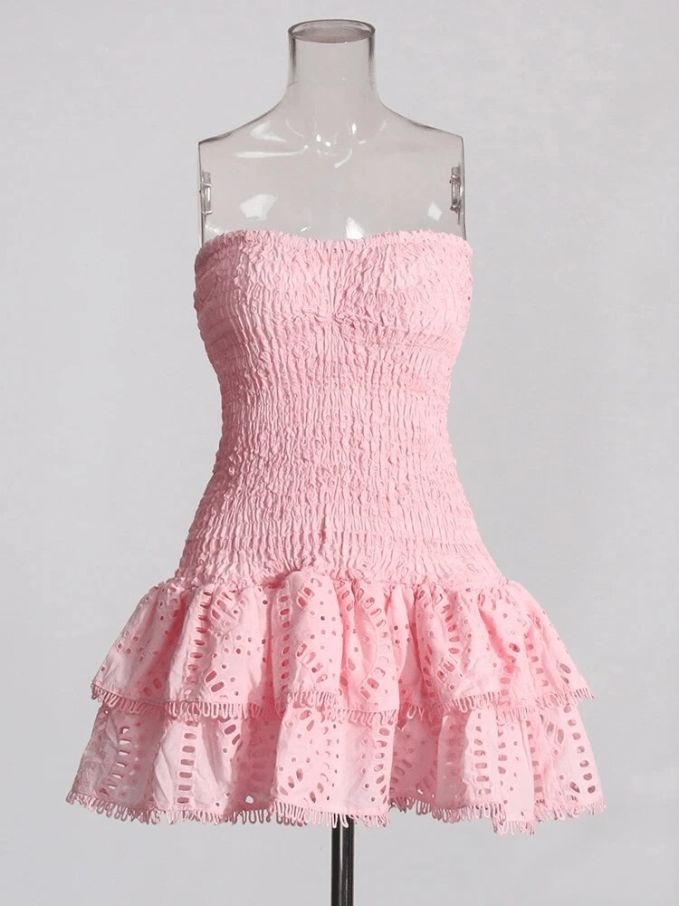 BOHEMIAN THE LABEL Cora Strapless Print Mini Dress - Pink