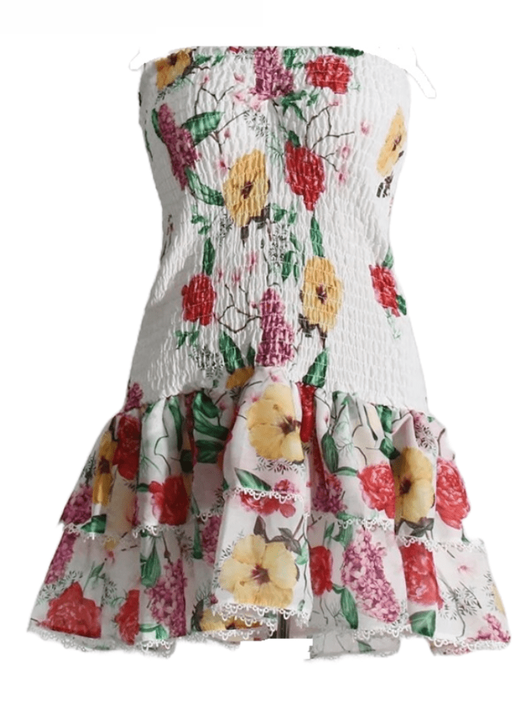 BOHEMIAN THE LABEL FLORAL / S Cora Strapless Print Mini Dress - Floral