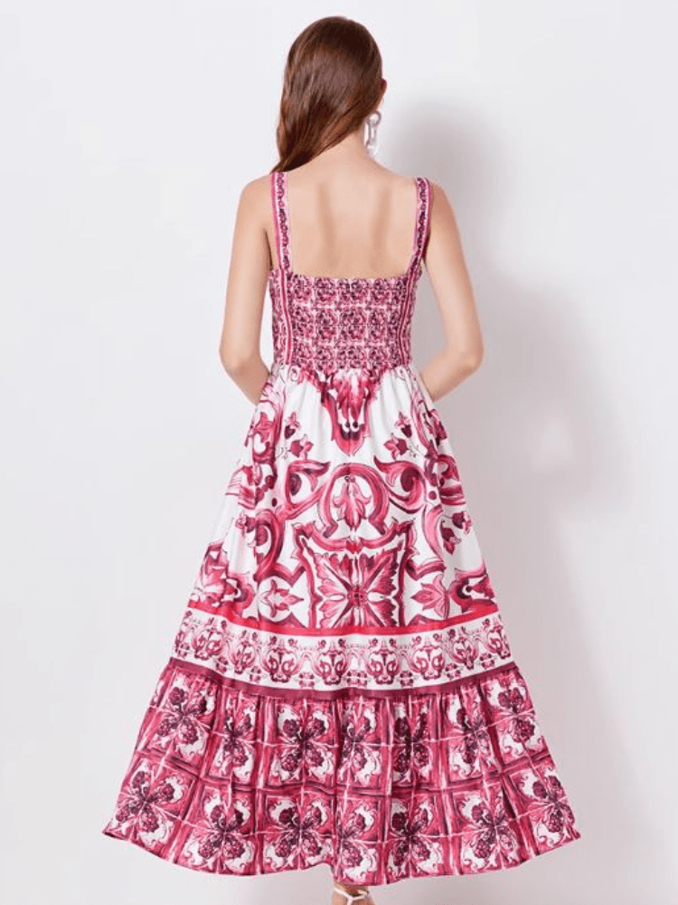 BOHEMIAN THE LABEL  Kim Corset Print Midi Dress