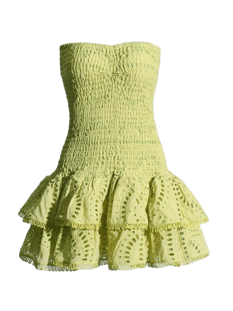 Made In Italy Emily Linen Eyelet Dress