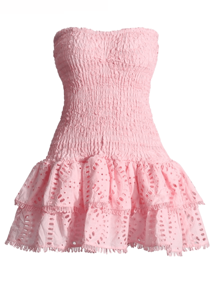BOHEMIAN THE LABEL PINK / S Cora Strapless Print Mini Dress - Pink