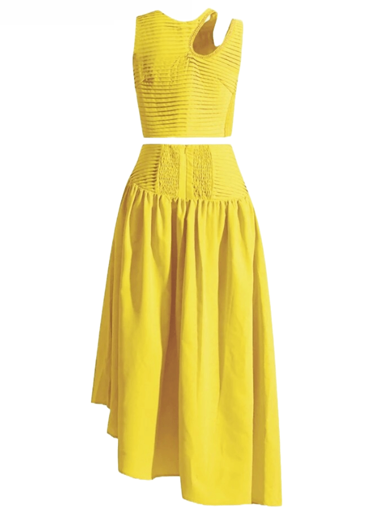 BOHEMIAN THE LABEL  YELLOW / S Lenni Crop Top and Skirt Set - Yellow