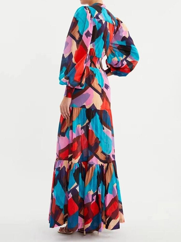 BOHEMIAN THE LABEL Ane Long Sleeve Print Gown Maxi Dress