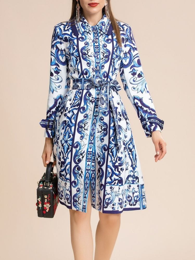 BOHEMIAN THE LABEL  Chloe Long Sleeve Shirt Print Dress