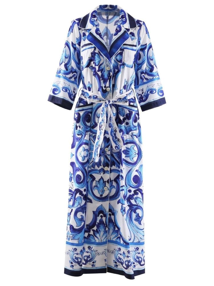 BOHEMIAN THE LABEL  Chloe Short Sleeve Shirt Print Midi Dress