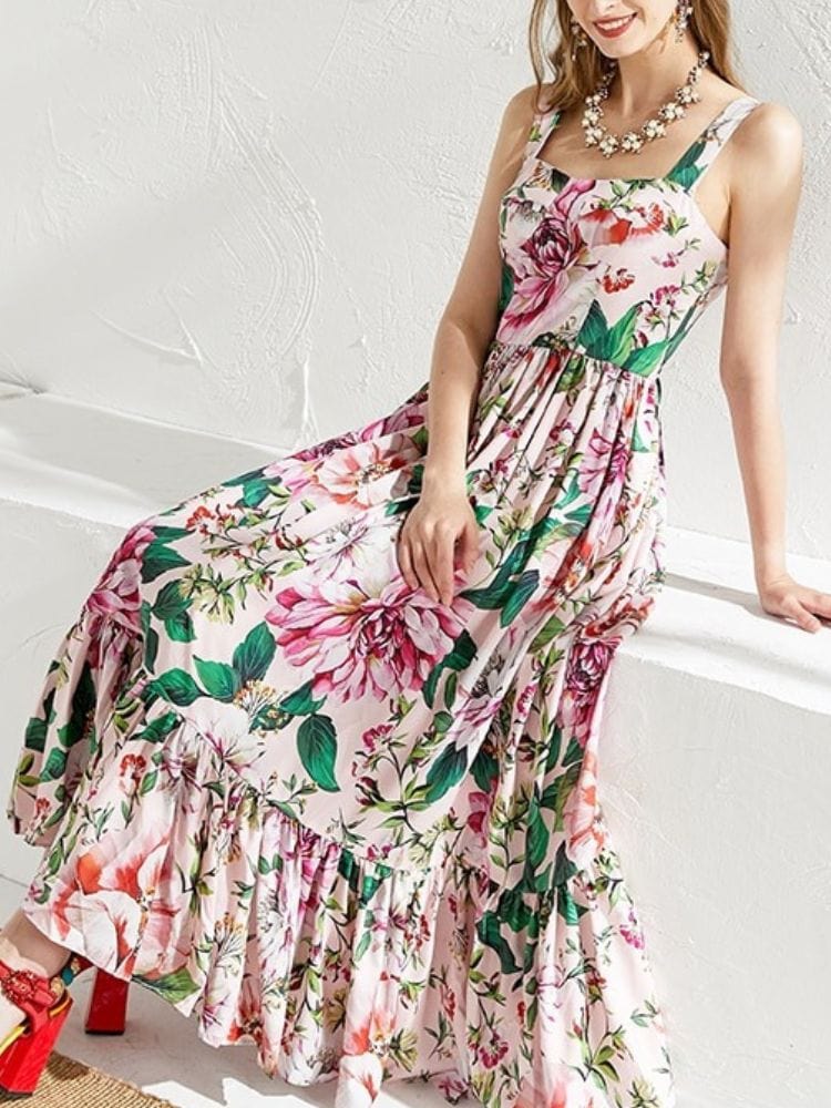 BOHEMIAN THE LABEL  Dani Corset Floral Midi Dress