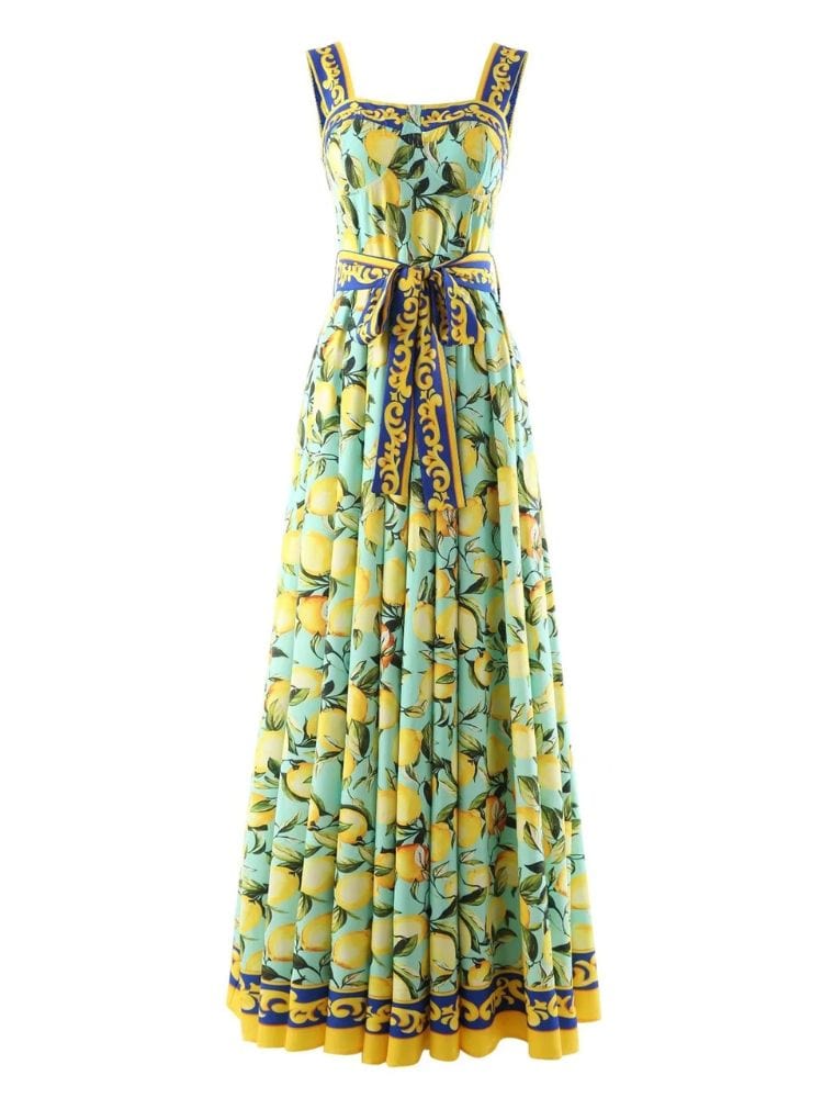 BOHEMIAN THE LABEL  Emily Corset Lemon Print Gown Dress