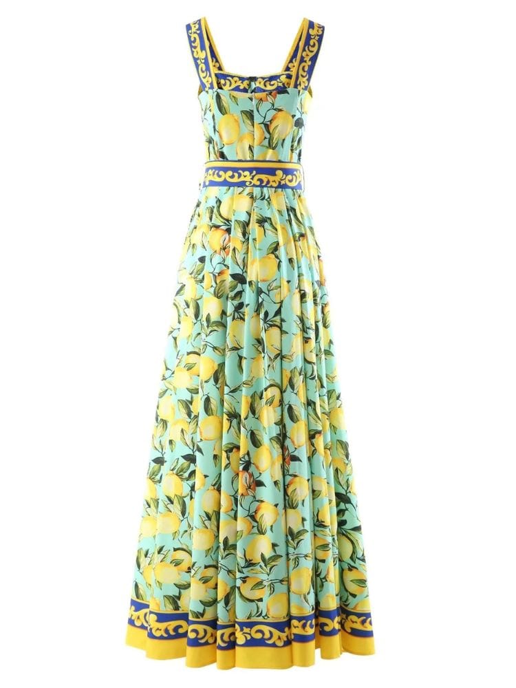 BOHEMIAN THE LABEL  Emily Corset Lemon Print Gown Dress