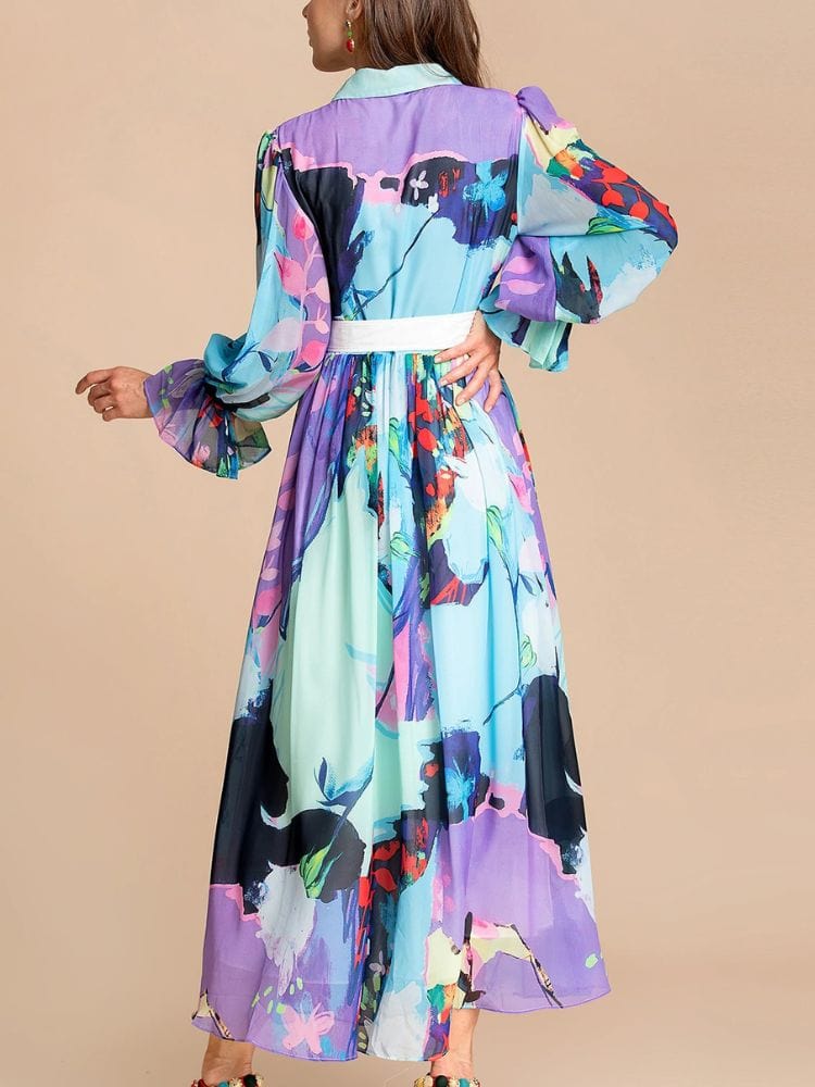 BOHEMIAN THE LABEL  Isla Bow Tie Long Sleeve Gown Dress