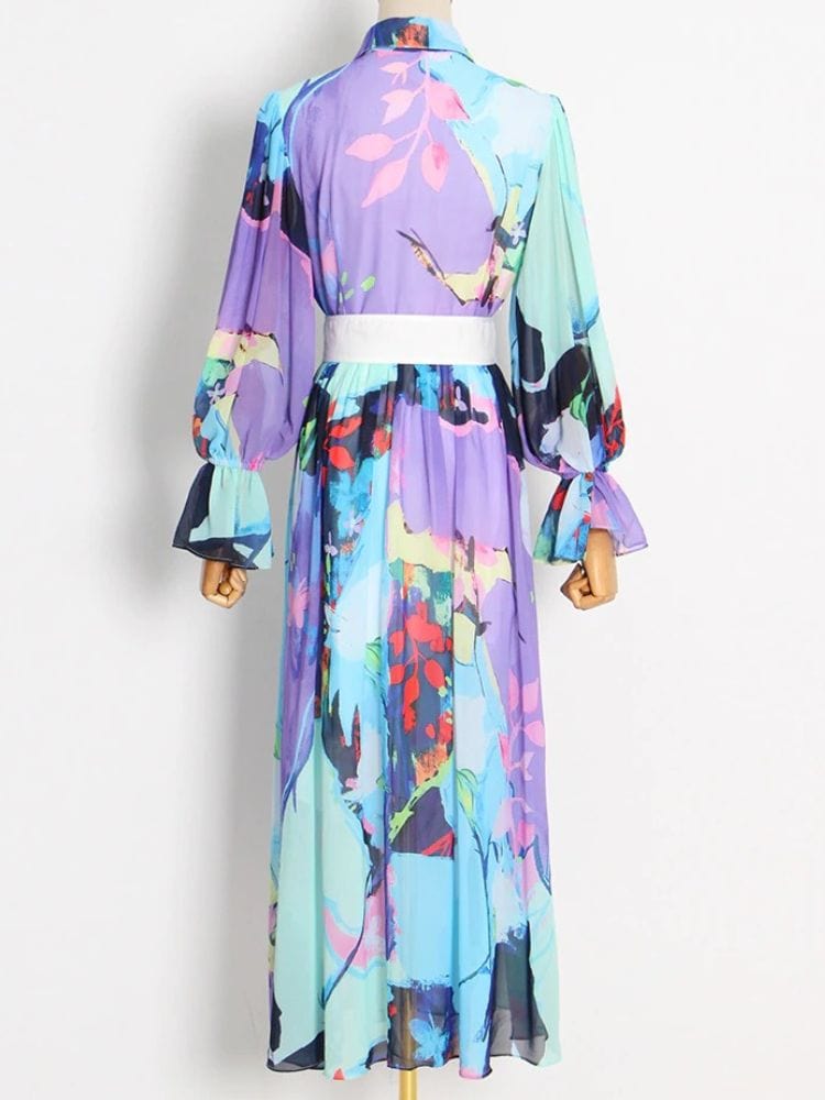 BOHEMIAN THE LABEL  Isla Bow Tie Long Sleeve Gown Dress