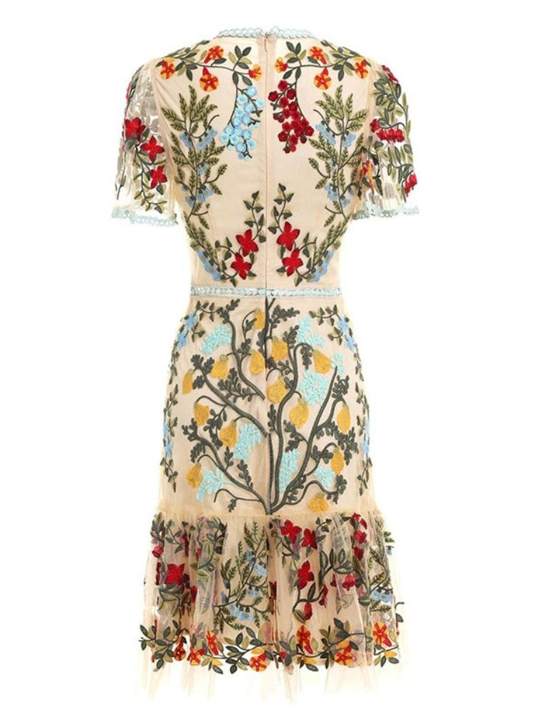 BOHEMIAN THE LABEL  Kate Short Sleeve Floral Lace Mini Dress