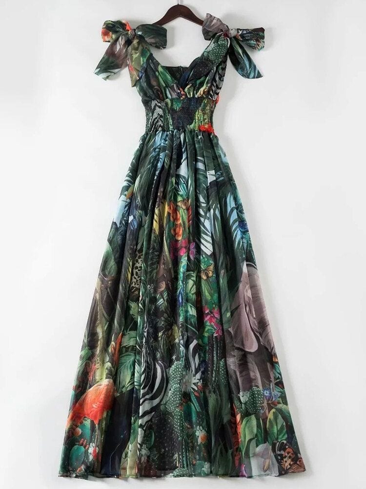 Emerald Green Floral Lyn V Neck Floral Gown Dress | Womens Bohemian Dresses