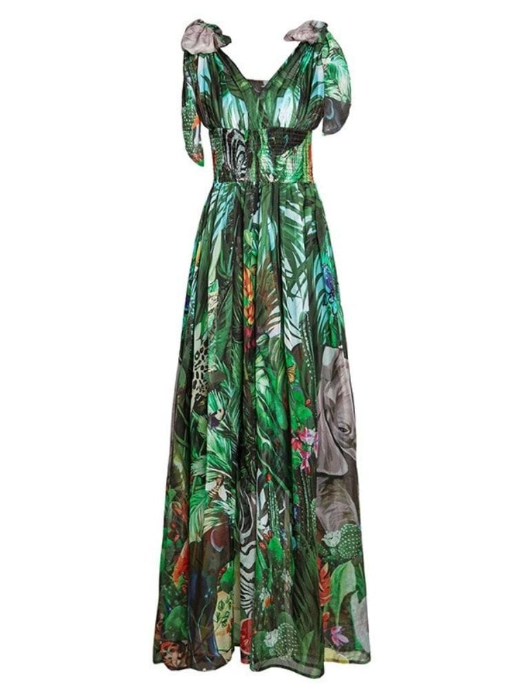 BOHEMIAN THE LABEL  Lyn V Neck Floral Gown Dress