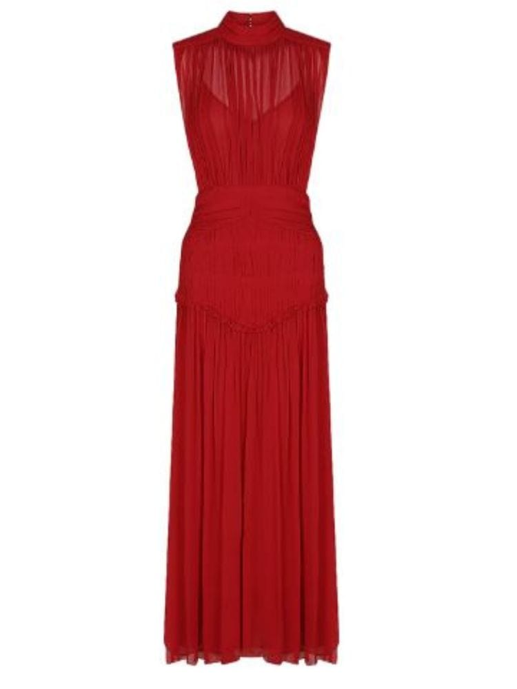 BOHEMIAN THE LABEL RED PRINT / S Nicola Sleeveless Midi Dress